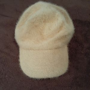 Furry khaki colored hat